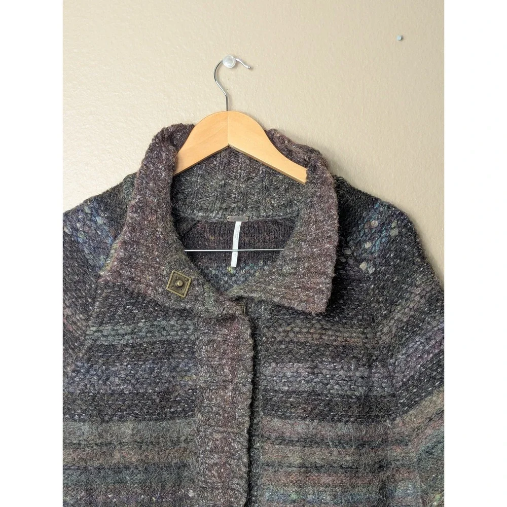 Free People Cardigan Sweater Womens Medium Brown Boho Oversized Chunky Knit Cozy